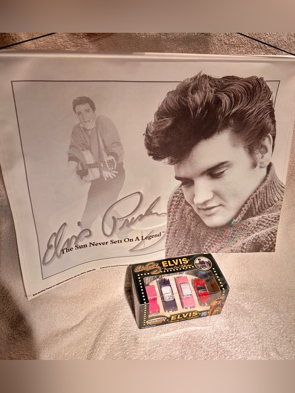 Elvis Presley Memorabilia Bundle/Matchbox "Favorite Cars" /Tin Wall Sign